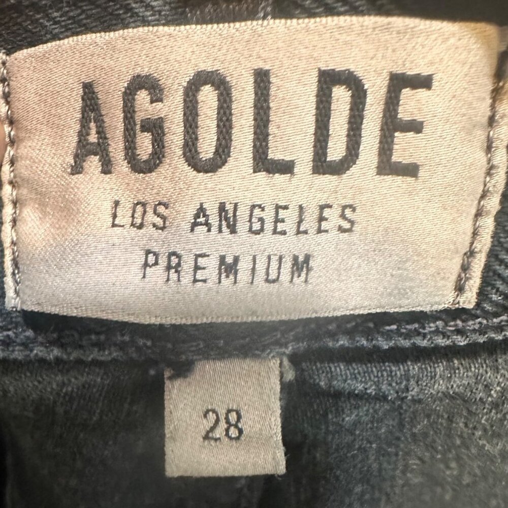 Agolde High Rise Straigt Leg Jeans Womens 28 Black Dark  Wash Button Fly Ankle - Picture 4 of 16